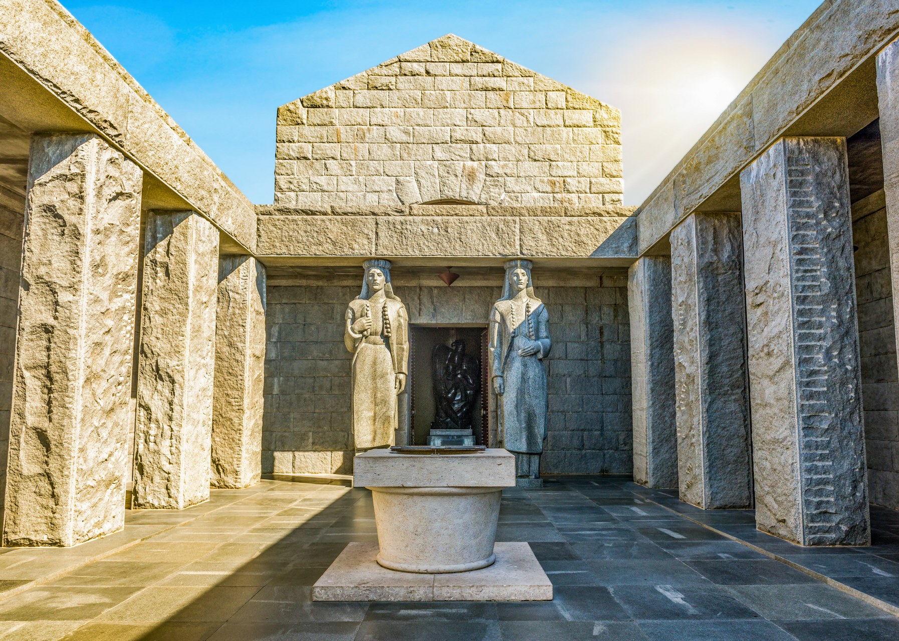 Statues of women in Mausoleum of Petar II Petrovic-Njegos, Montenegro